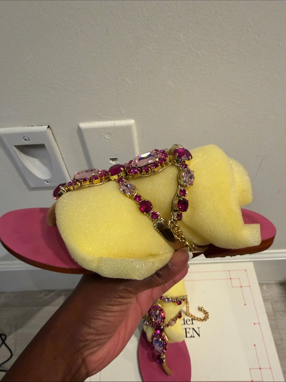 Mystique Boutique Hot Pink Jeweled Thong Sandals - Picture 2 of 4